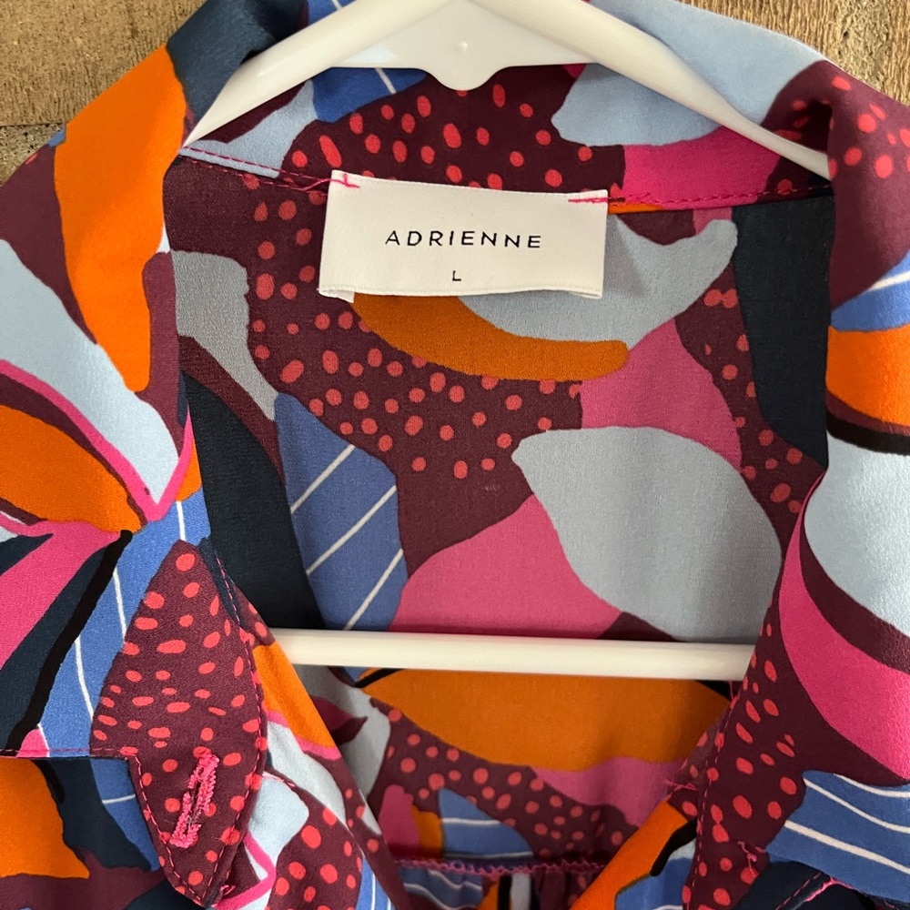 Adrienne Multicolor Abstract Button Down Shirt - image 4